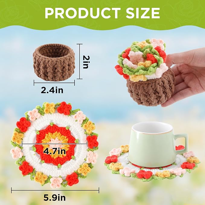 Crochet Flower Coasters, Handmade Bouquet Coasters - Image 2