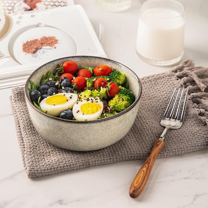 AmorArc Cereal Bowls Set of 6 for Kitchen, 26oz Stoneware Soup Bowls Set for - Image 5