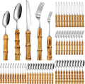 Eboot Bamboo Silverware Set 18/8 Stainless Steel Tableware Set Natural Utensil by eBoot