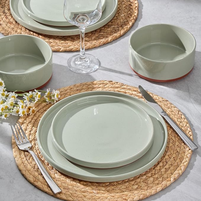 LIANYU 18 Pieces Porcelain Dinnerware Sets, Premium Plates and Bowls Set | - Image 6