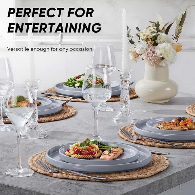 E-far Dinner Plates Set of 6, 10.5 Inch Stoneware Dinner Plate, Chip & Scratch - Image 4