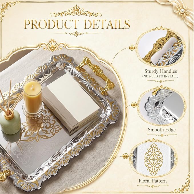 3 Pack Metal Serving Trays - Image 6
