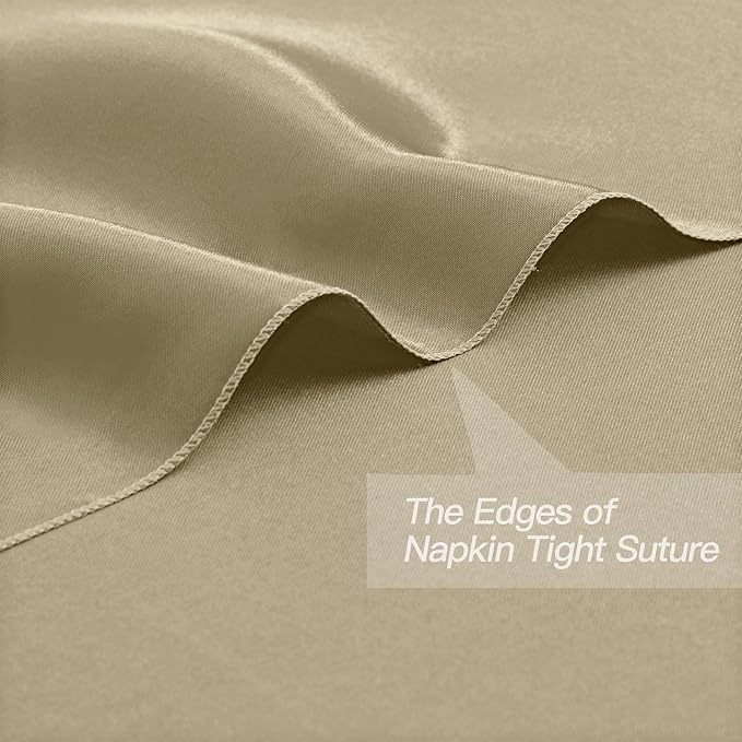 P Pothuiny 12 Pcs Beige Satin Napkins 17 x 17 Inch, Satin Cloth Napkins | - Image 3