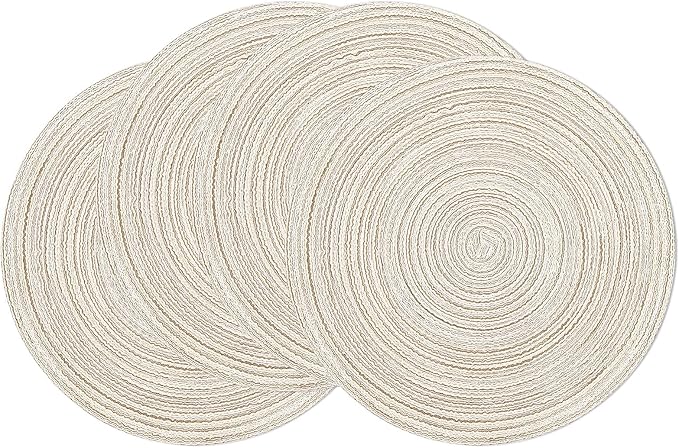 SHACOS Round Braided Placemats Set of 4 Washable Table Placemats Cotton by SHACOS