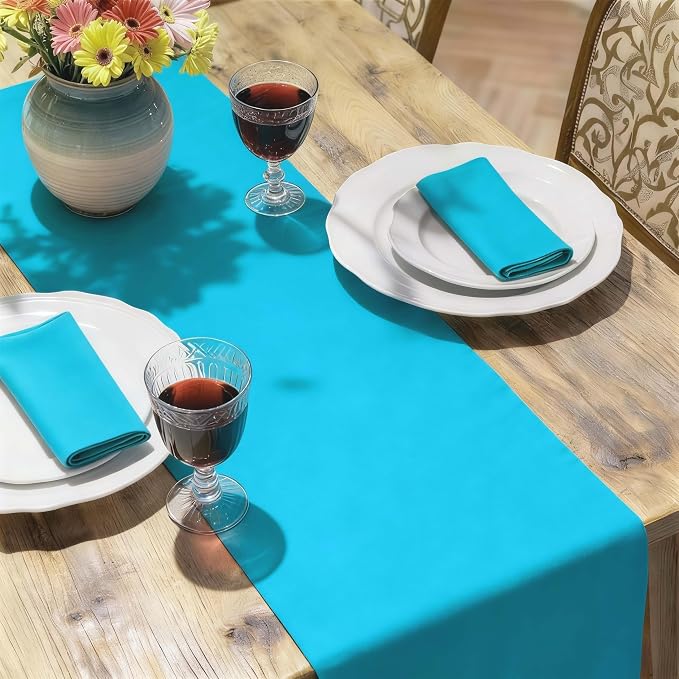 MEANMOY Teal Table Runner 60 Inches Long Waterproof Table Runners | Washable - Image 6