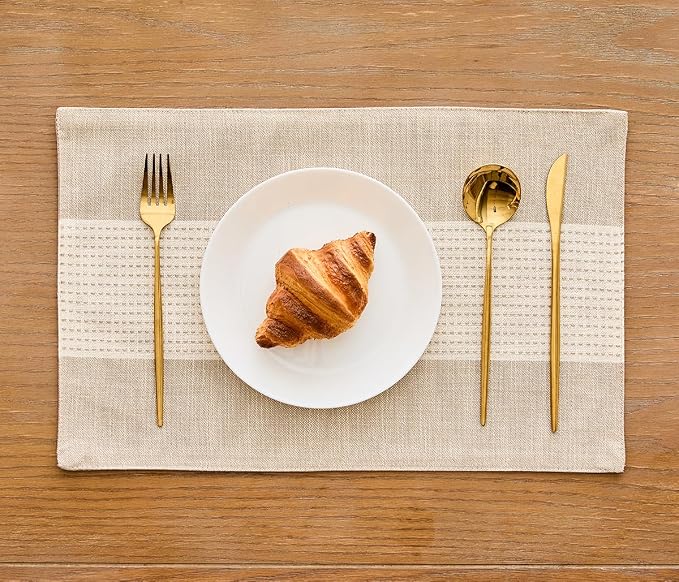 Wracra Linen Placemats, 12 x 18 Inch Set of 6 Placemats, Farmhouse Macrame - Image 7