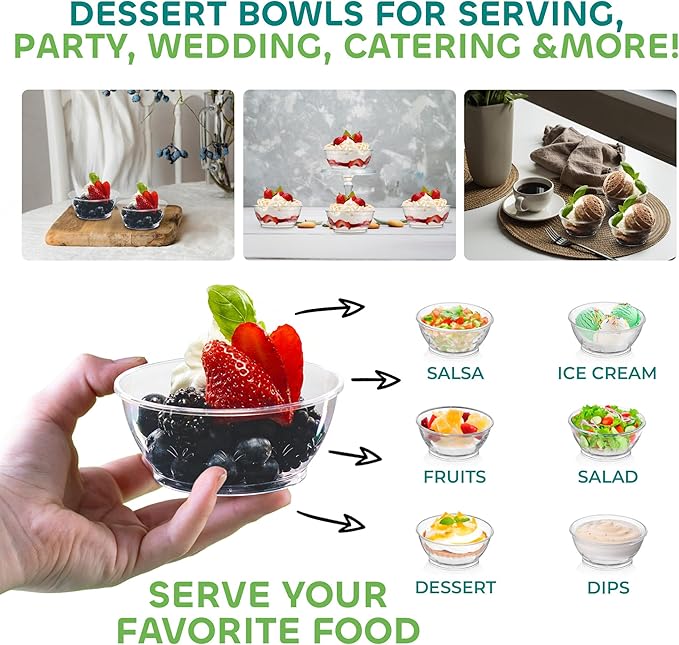 6 Oz Clear Mini Plastic Dessert Bowls Disposable Serving Bowls | Premium Hard - Image 3