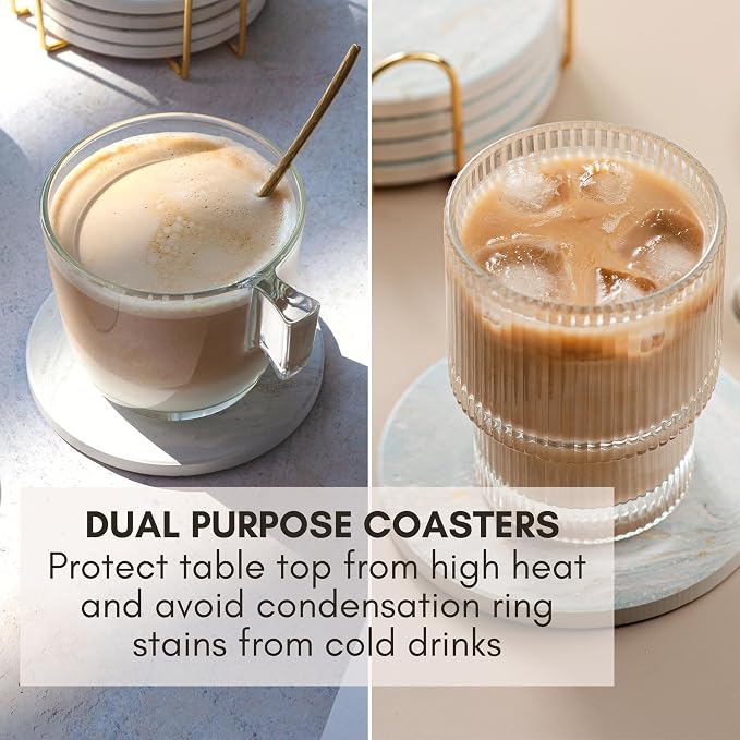 Ceramic Marble Coasters Set of 6, Absorbent Drink Coasters - Image 5