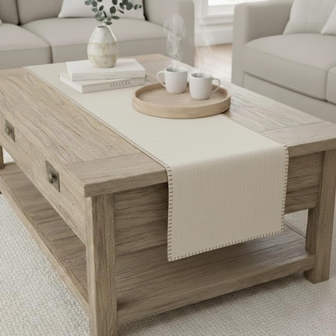 Cotton Table Runner 72 inches Long Decorative Stitched Edge Kitchen Table - Image 9