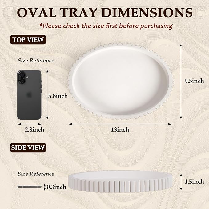 Oval Tray for Coffee Table Decor, Solid Concrete, Aesthetic Home Decor - Image 3