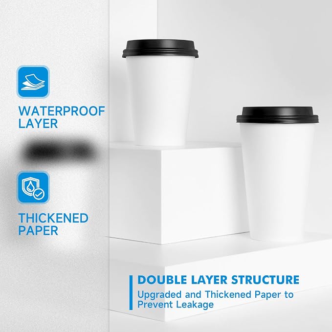 RACETOP 12 oz Disposable Paper Coffee Cups - Image 6