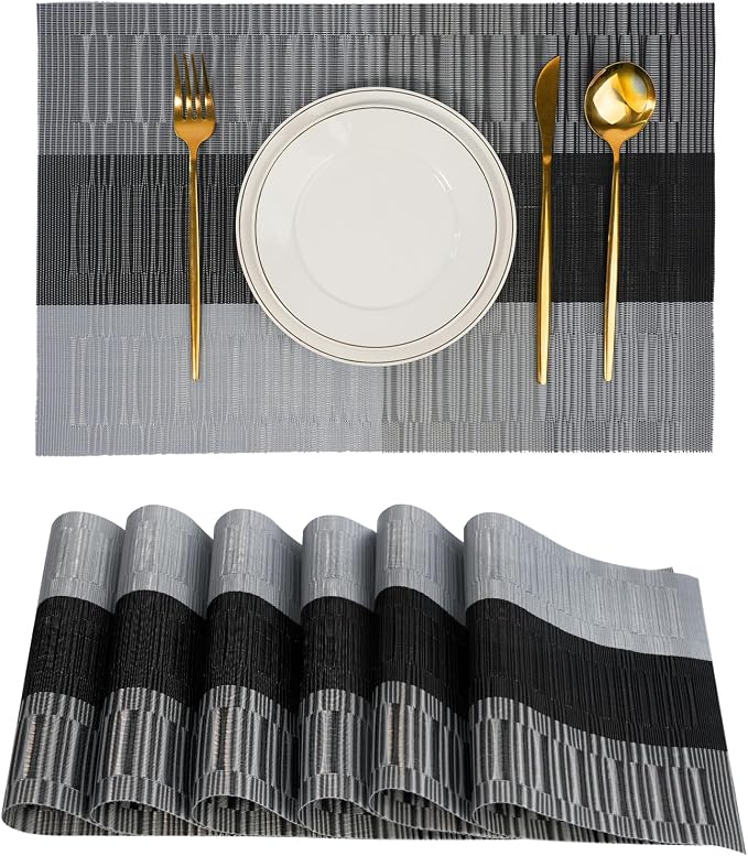 Placemats Set of 6，Non-Slip PVC Weave Table Mats Easy to Clean，Heat Resistant by flohar