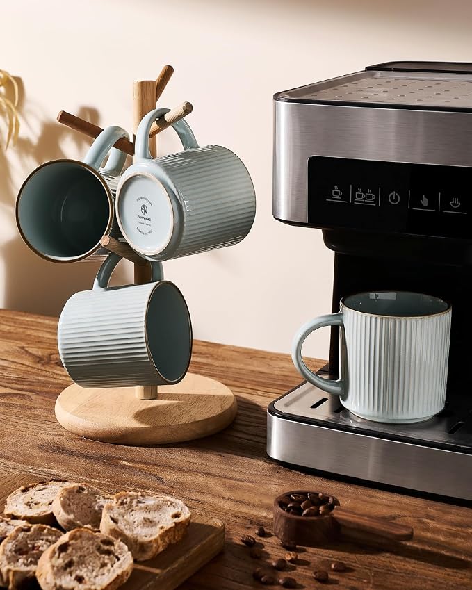 famiware Star Coffee Mug Set for 8, Handcrafted 12 oz Ceramic Stoneware Mugs - Image 7