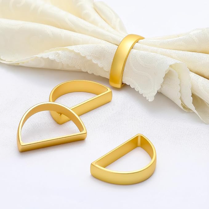 KPOSIYA Napkin Rings Set of 8, Metal Gold Napkin Rings Bulk - Image 4