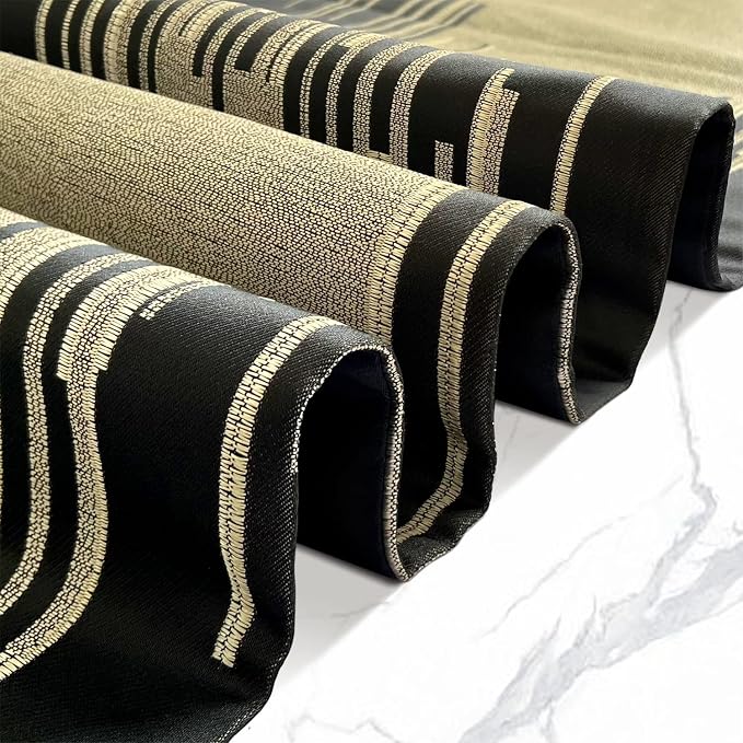 Luxury Black and Gold Table Runner 120 Inches Long, Modern Abstract Striped | - Image 3