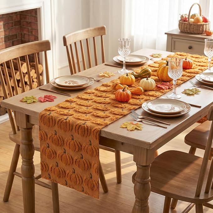 Artoid Mode Caramel Soft Faux Fur Fall Table Runner 13x36 Inch | Seasonal - Image 4