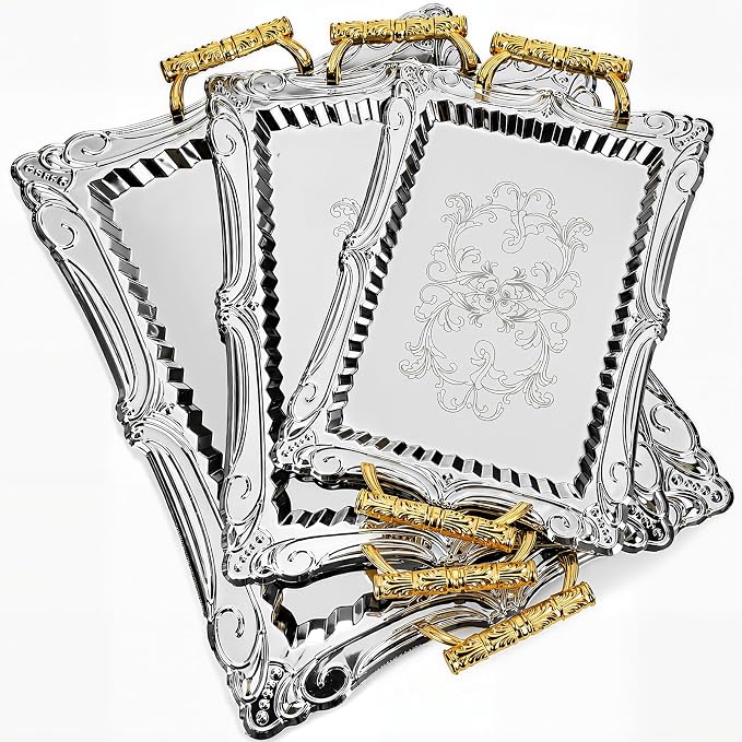 3 Pack Metal Serving Trays by Unknown