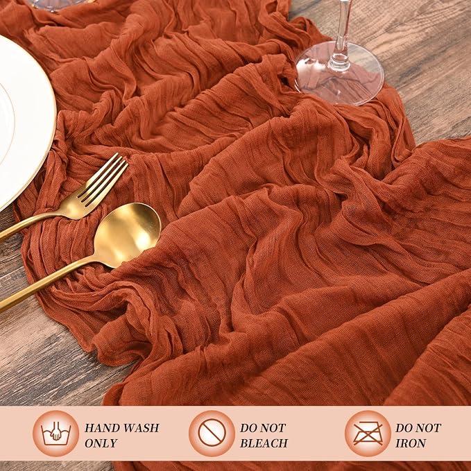 25 Pack Terracotta Fall Table Runner 17 x 108inch Cheesecloth Table Runner Boho - Image 3