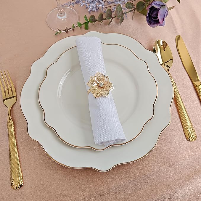 Gold Napkin Rings, Thanksgiving Christmas Napkin Rings Set of 12, Nickel-Plated - Image 5