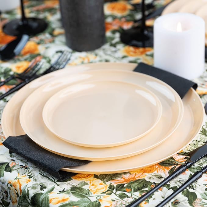 PLASTICPRO [30 Pack 10.6 Plastic Party Plates Beige Edge Collection Premium - Image 3