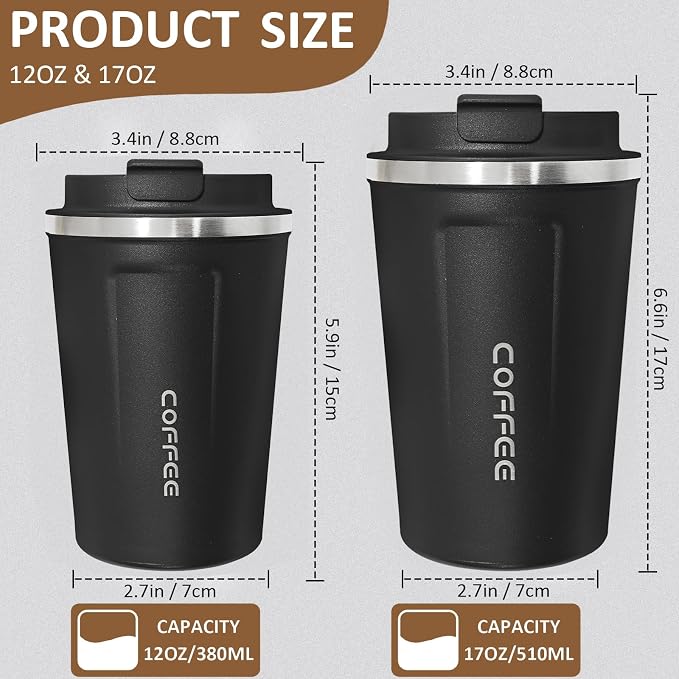 4 Pack Travel Coffee Mug 12oz Insulated Coffee Cup - Image 2