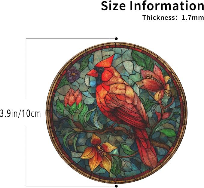 Christmas Bird Coasters Leather Round Drink Coasters 6 Pcs Set - Image 3