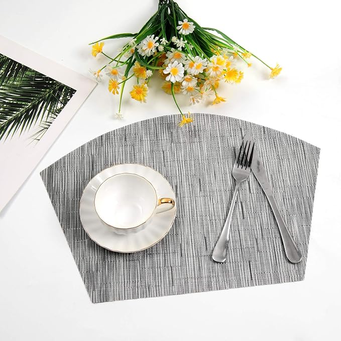 SHACOS Round Table Placemats Set of 4 Wedge Placemats Heat Resistant Woven - Image 8