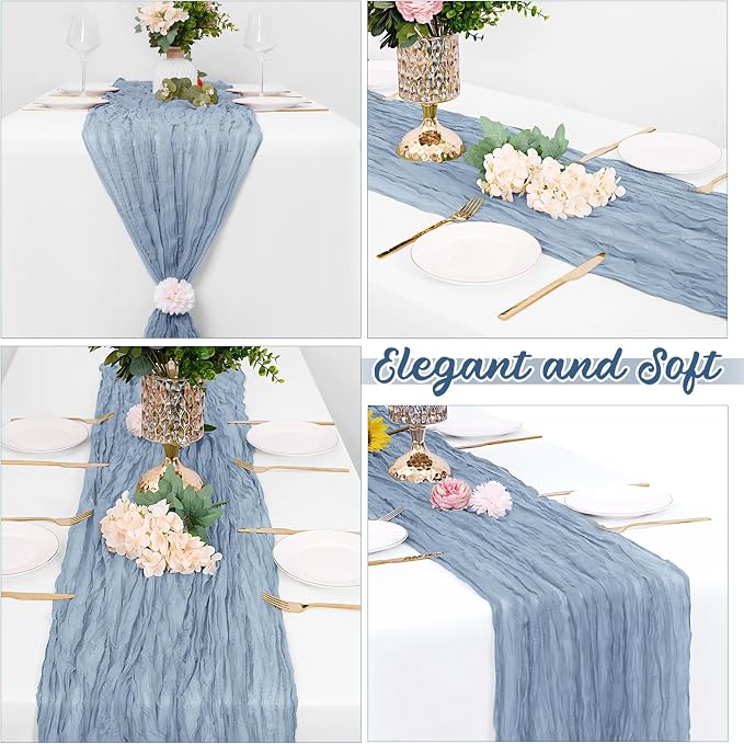16 Pack Dusty Blue Cheesecloth Table Runners 20x120 Inch Gauze Table Runner - Image 4