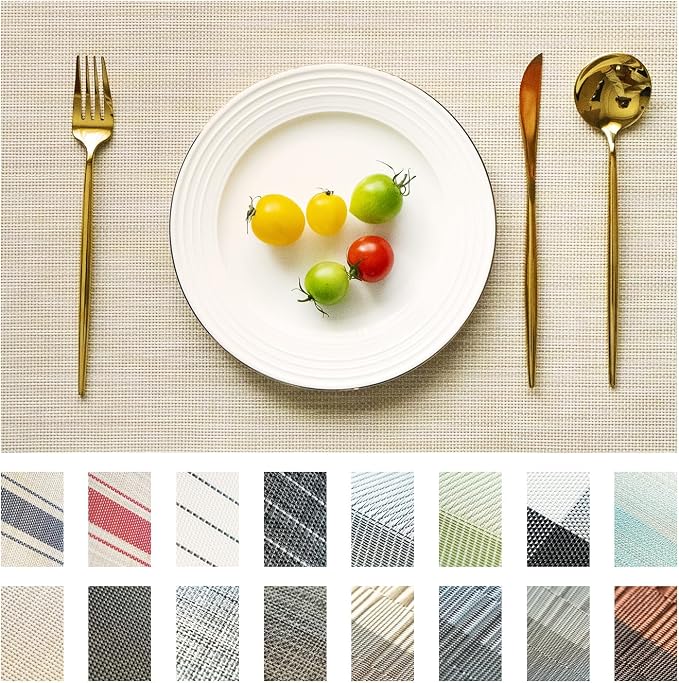 Placemats Set of 8 Vinyl/Plastic Woven Place Mats by Unknown