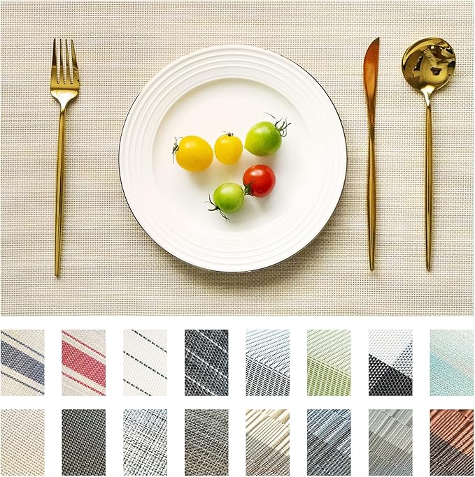 Placemats Set of 12 Vinyl/Plastic Woven Place Mats by Unknown