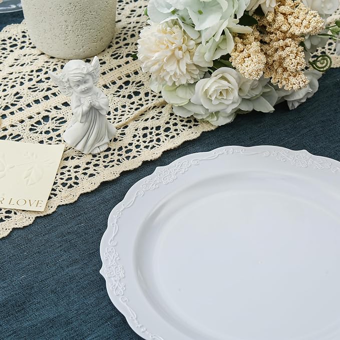 100 Pieces White Plastic Plates - Image 3
