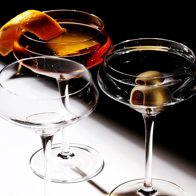 LEMONSODA Classic Martini Glasses, Ribbed Glassware | Hand Blown Cocktail - Image 5