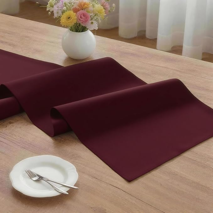 MEANMOY Burgundy Table Runner 72 Inches Long Waterproof Table Runners | - Image 3