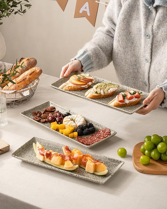 LAUCHUH 3 Tier Serving Trays for Party, Porcelain Dessert Party Display Set | - Image 6