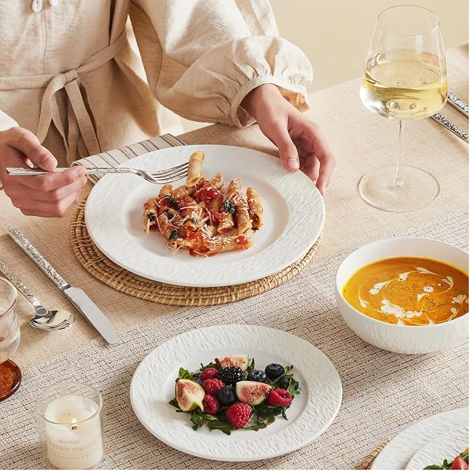 Dinnerware Sets for 8, 24-Piece plates and bowls sets, Matte Marble | Premium - Image 8