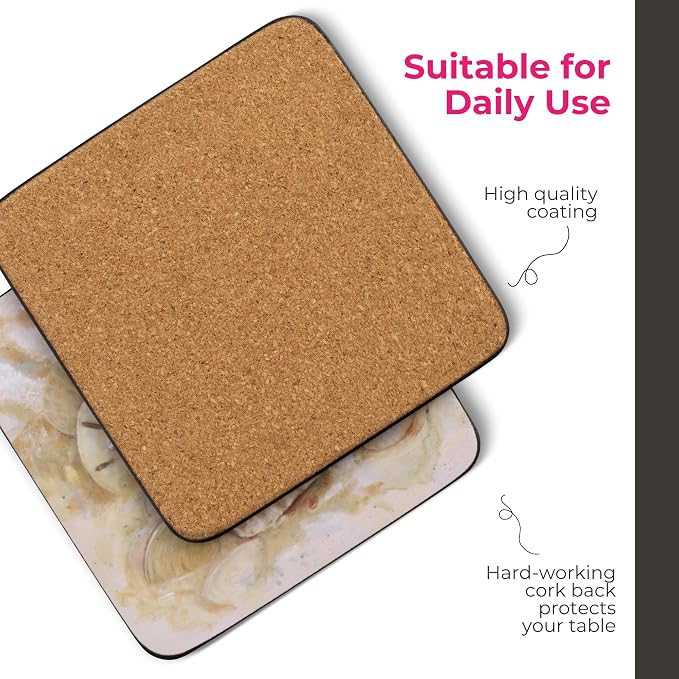 Pimpernel Shell Hunt Collection Coasters, Heat & Stain Resistant Tabletop - Image 5