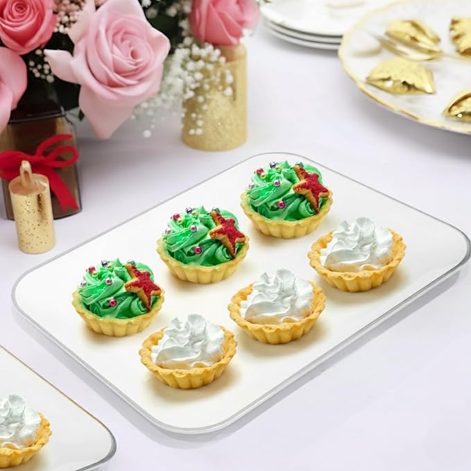 3 Pack Silver Plastic Serving Trays - Image 6