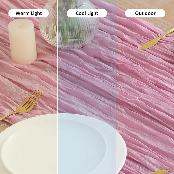 Asee'm 6pcs Pink Cheesecloth Table Runner Summer 10FT Gauze Sheer Rustic | Boho - Image 8
