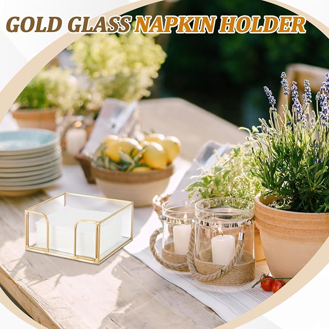 LemonRoad 1 Pcs Square Gold Napkin Holder - Image 2