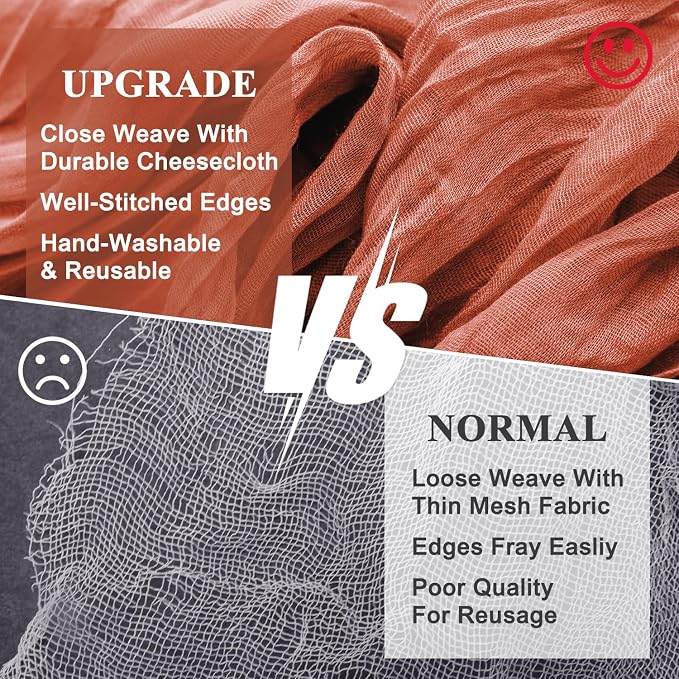 Cheesecloth Fall Table Runner Terracotta 10FT Boho Gauze, 2 Pack | 120 Inch - Image 4