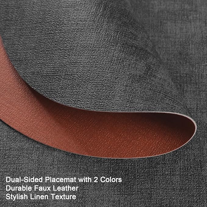 Faux Leather Placemats Set of 4, Dual Sided - Image 2