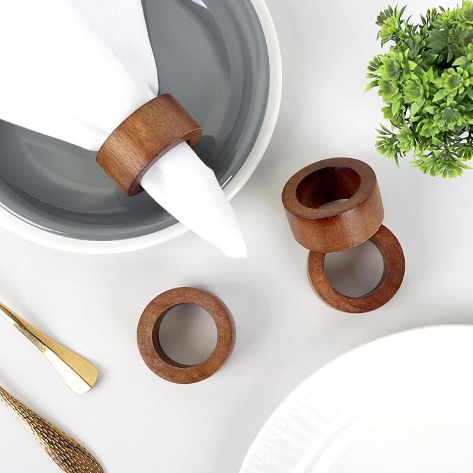 ALPHA Living HOME Handmade Wood Napkin Rings Set of 12 - Image 8