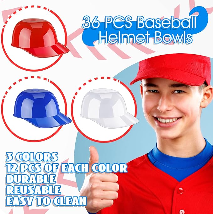 Ice Cream Dessert Baseball Cap Bowls Baseball Helmet Snack Bowl 8 oz Mini Party - Image 2