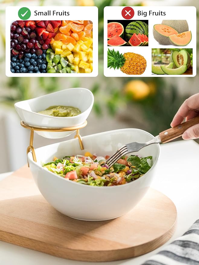 YHOSSEUN Chip and Dip Serving Set 2 Tiered Chip Dip Bowls - Image 2