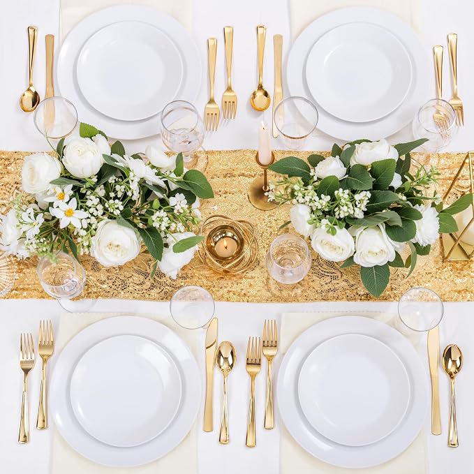 Nervure 100Pcs White Plastic Plates - Image 7