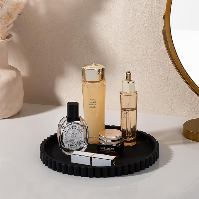 Round Bathroom Tray Perfume Organizer Coffee Table Decor, Heat-Resistant - Image 7