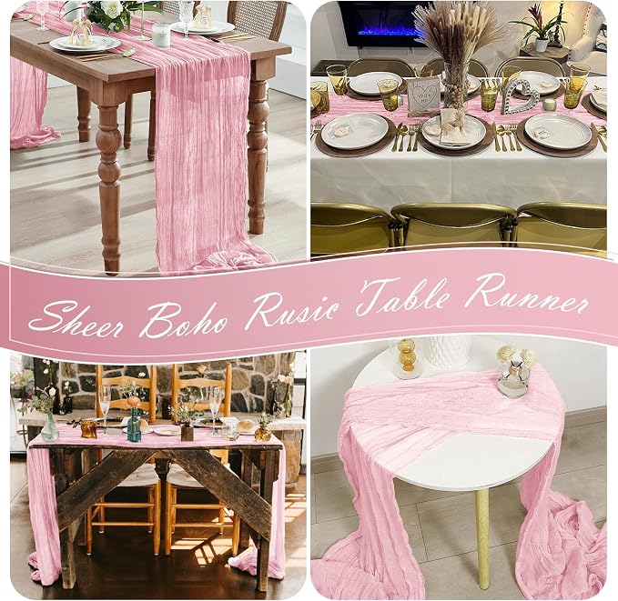 30 Pack Light Pink Cheesecloth Table Runner 17 x 108 inch Cheese Cloth Table - Image 7