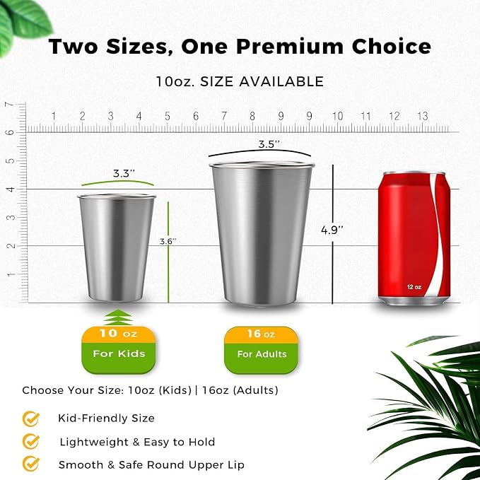 10-Pack 10 oz 304 Stainless Steel Cups, Reusable | Food-Grade 304 Stainless - Image 4