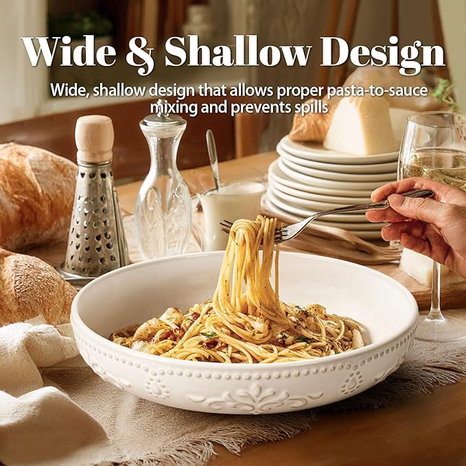 Pasta Bowls, 50oz Large Salad Serving Bowls, 9.75'' Plates Bowl Set of 4 - Image 4