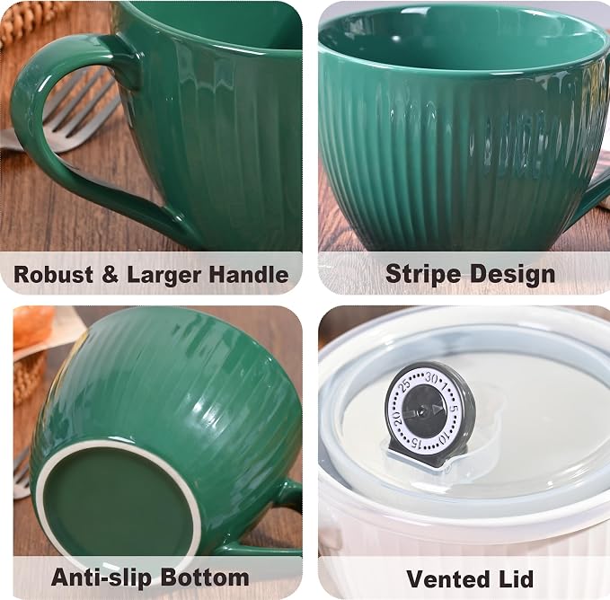 24oz Soup Mug with Handle & Lid, Microwave Soup Bowl/Cup, Ice Cream and - Image 4